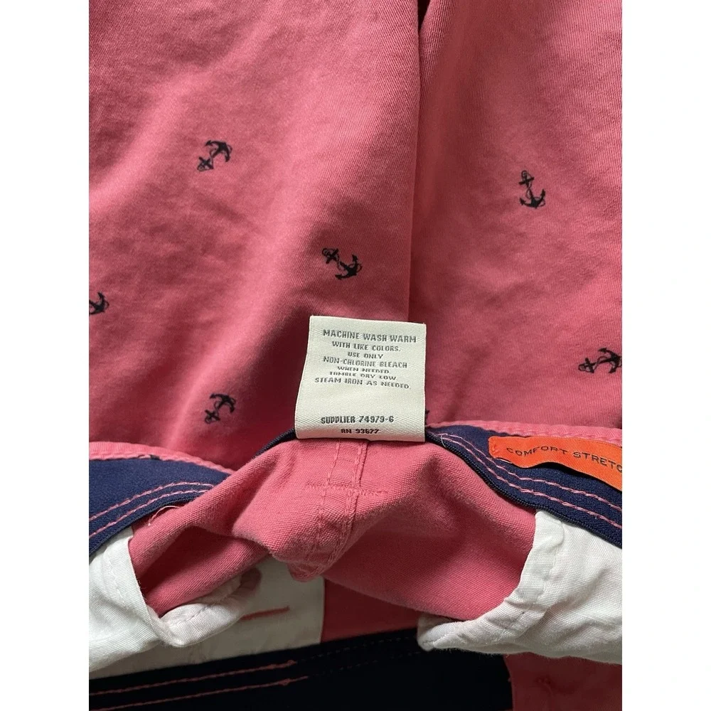 St‎ Johns Bay Shorts Mens 38 Pink Anchor Nautical Preppy Coastal Stretch Chino